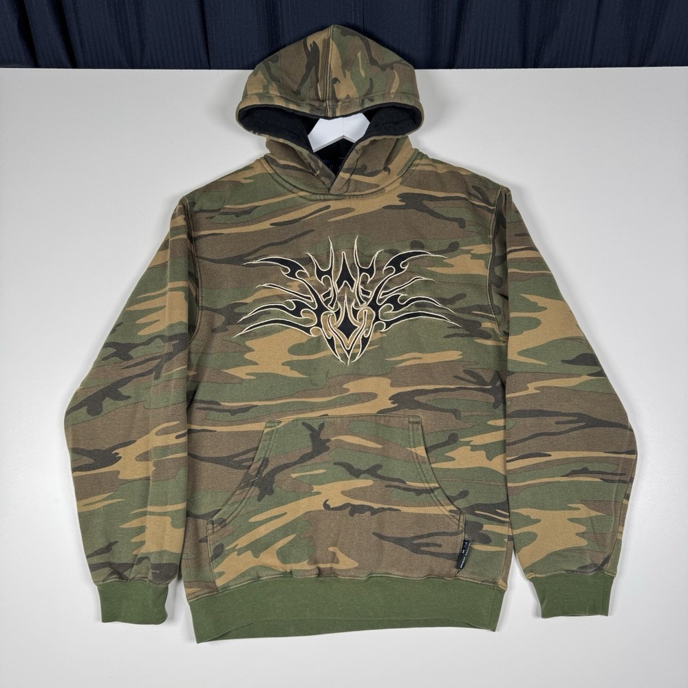 + Vintage Y2K SILVER POINT Camo Hoodie Embroidered Youth M or Women's Small
